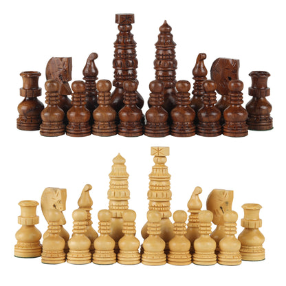 Handcrafted Wooden Chess Pieces – 3.75” King Size Weighted Tournament Set, Traditional Carved Design, Rosewood & Boxwood