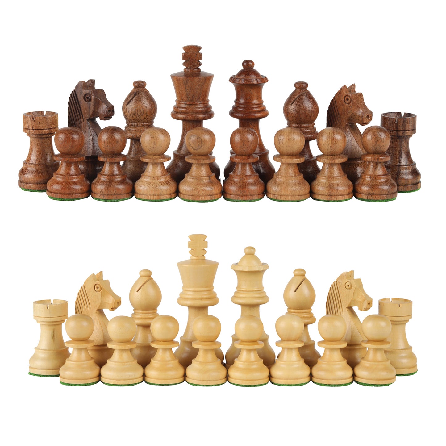 Tournament Series Handmade Wooden Chess Pieces – 3.75” King Size Weighted Set with 2 Extra Queens, German Knight, Rosewood & Boxwood