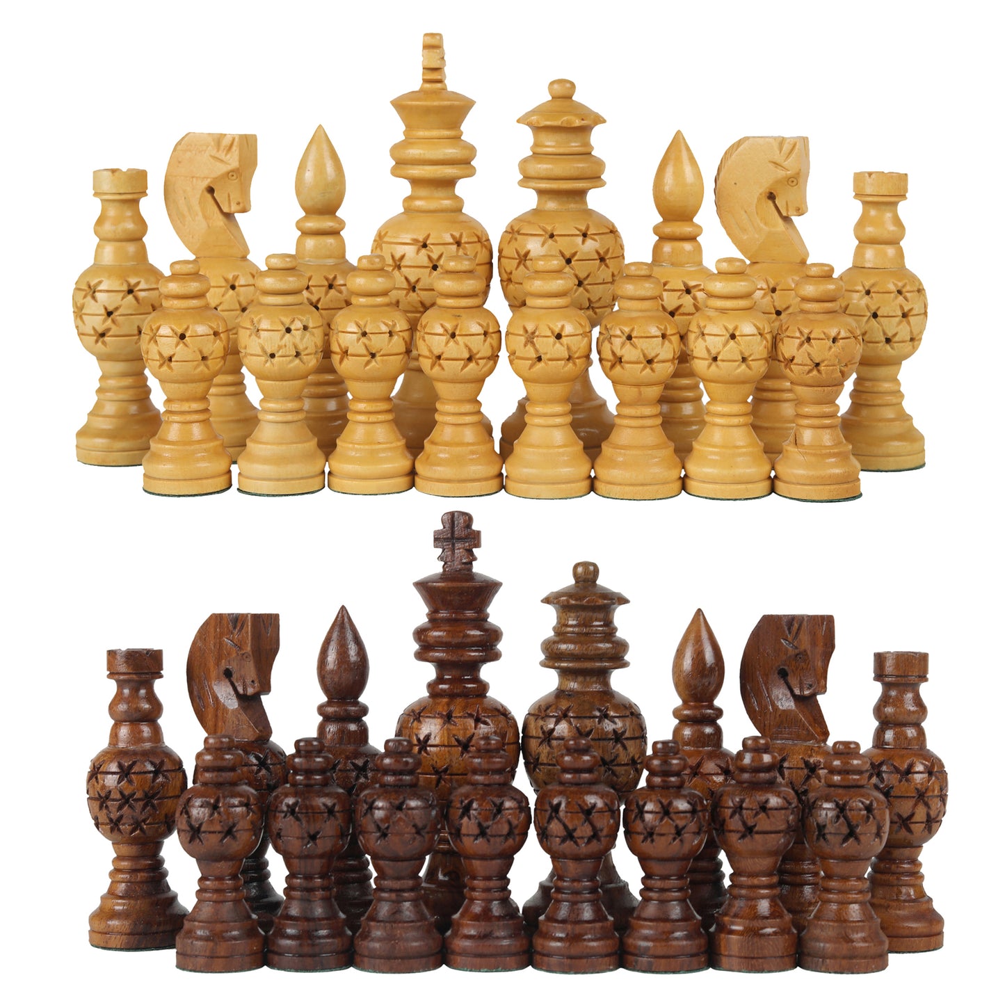 3.5” King Size Handmade Wooden Chess Pieces Set – Sheesham & Boxwood Professional Chessmen with Velvet Pouch