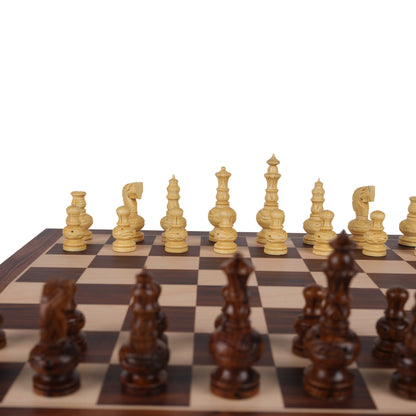 Handcrafted Wooden Chess Pieces – 3.75” King Size Weighted Tournament Set, Traditional Carved Design with Felt Base