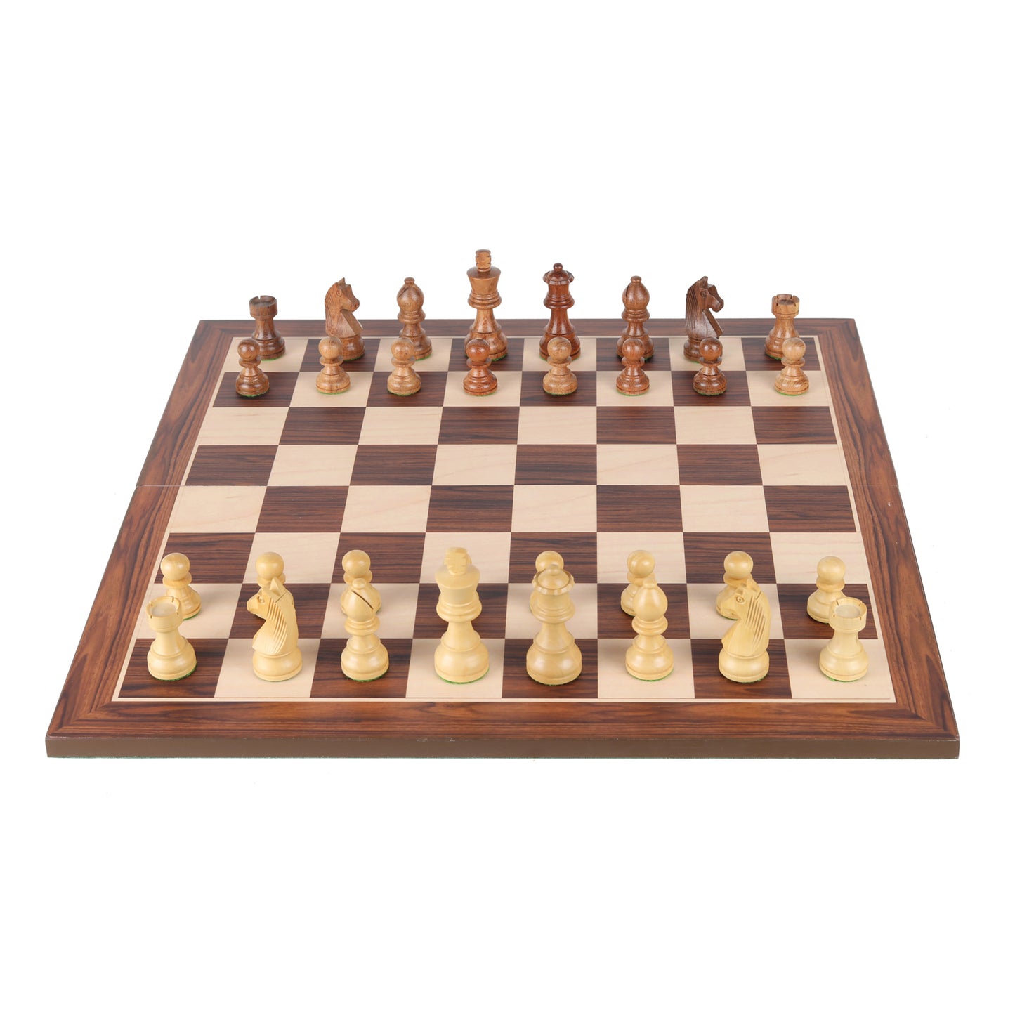 Tournament Series Handmade Wooden Chess Pieces – 3.75” King Size Weighted Set with 2 Extra Queens, German Knight, Rosewood & Boxwood