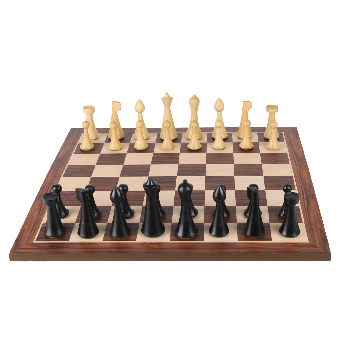 Minimalist Hermann Ohme Design 3.75” Wooden Chess Pieces Set | Handcrafted Sheesham & Boxwood with Extra Queens