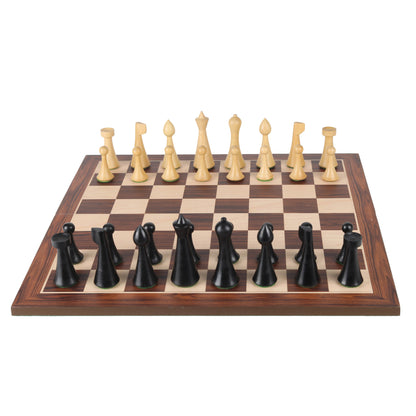Minimalist Hermann Ohme Design 3.75” Wooden Chess Pieces Set | Handcrafted Sheesham & Boxwood with Extra Queens