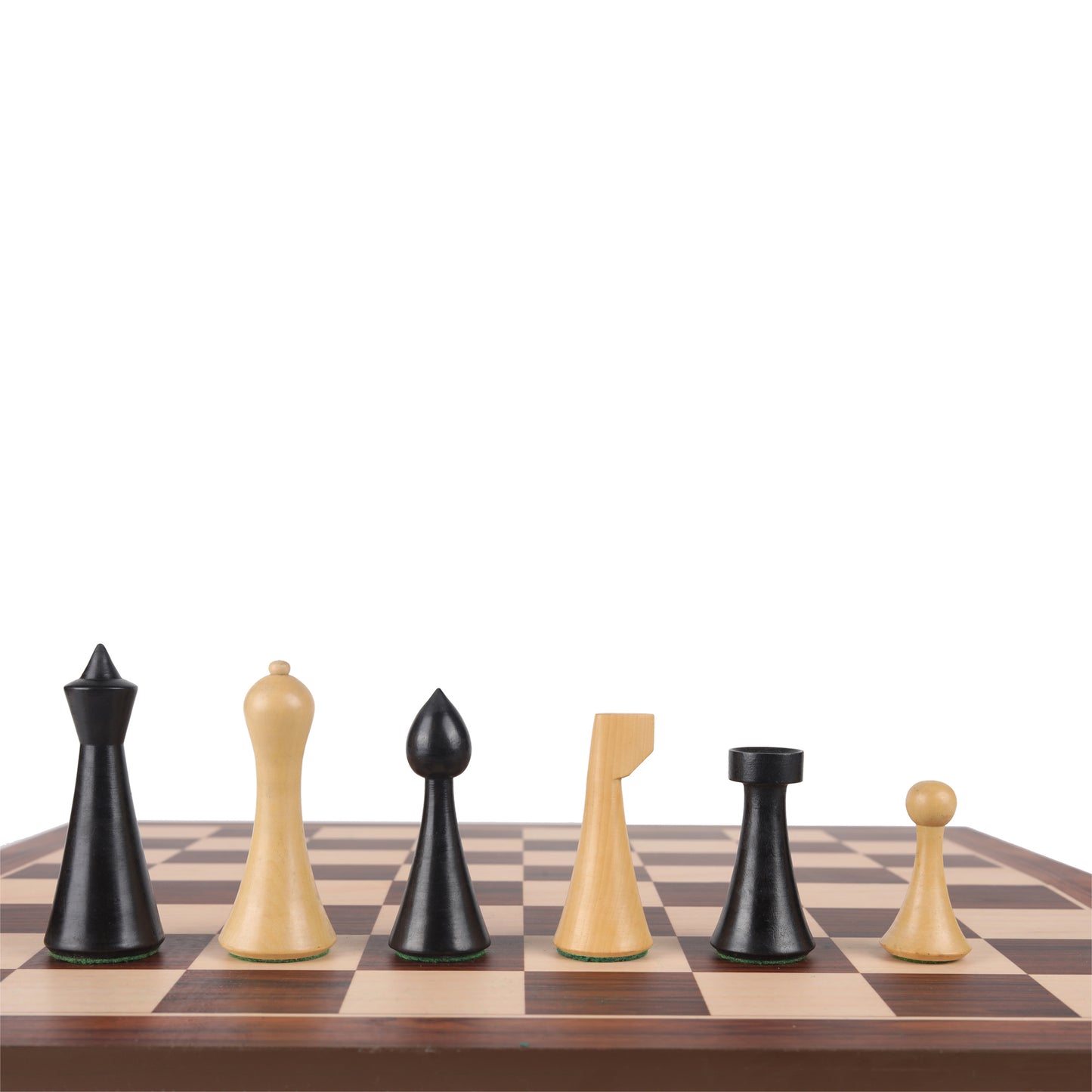 Minimalist Hermann Ohme Design 3.75” Wooden Chess Pieces Set | Handcrafted Sheesham & Boxwood with Extra Queens