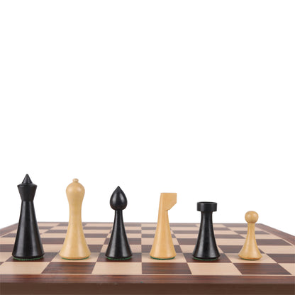 Minimalist Hermann Ohme Design 3.75” Wooden Chess Pieces Set | Handcrafted Sheesham & Boxwood with Extra Queens
