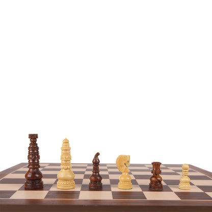 Handcrafted Wooden Chess Pieces – 3.75” King Size Weighted Tournament Set, Traditional Carved Design, Rosewood & Boxwood