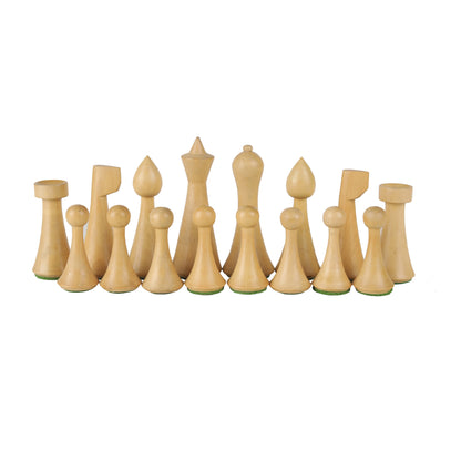 Minimalist Hermann Ohme Design 3.75” Wooden Chess Pieces Set | Handcrafted Sheesham & Boxwood with Extra Queens
