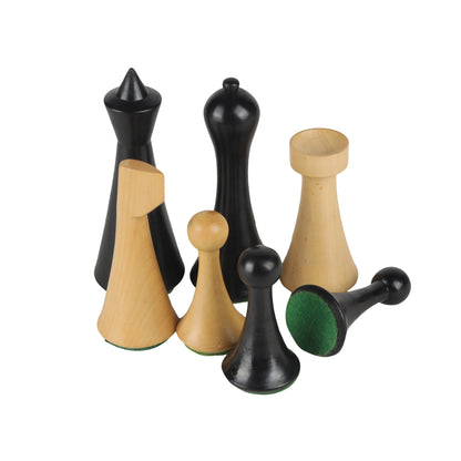 Minimalist Hermann Ohme Design 3.75” Wooden Chess Pieces Set | Handcrafted Sheesham & Boxwood with Extra Queens