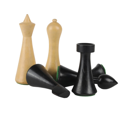 Minimalist Hermann Ohme Design 3.75” Wooden Chess Pieces Set | Handcrafted Sheesham & Boxwood with Extra Queens