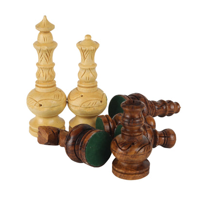 Handcrafted Wooden Chess Pieces – 3.75” King Size Weighted Tournament Set, Traditional Carved Design with Felt Base