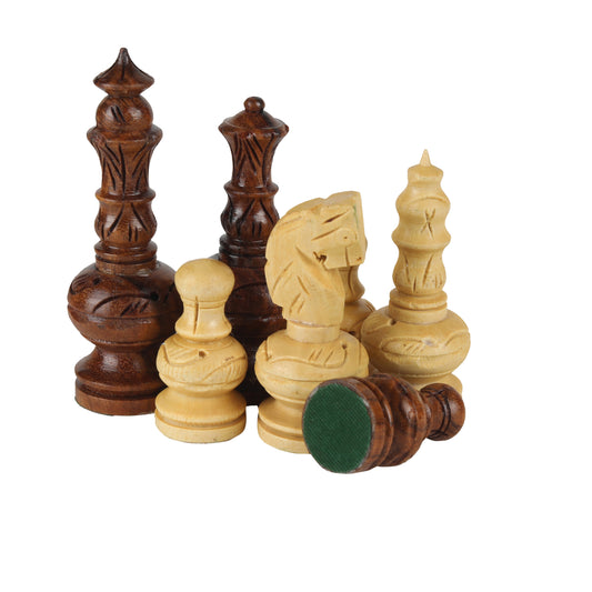 Handcrafted Wooden Chess Pieces – 3.75” King Size Weighted Tournament Set, Traditional Carved Design with Felt Base