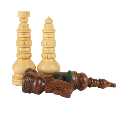 Handcrafted Wooden Chess Pieces – 3.75” King Size Weighted Tournament Set, Traditional Carved Design, Rosewood & Boxwood