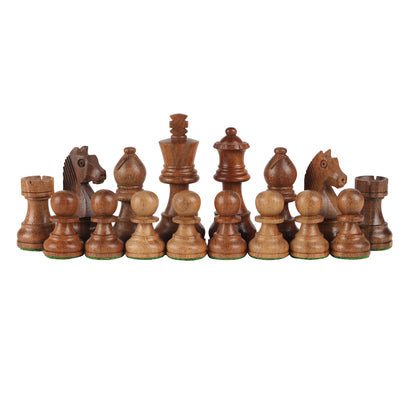 Tournament Series Handmade Wooden Chess Pieces – 3.75” King Size Weighted Set with 2 Extra Queens, German Knight, Rosewood & Boxwood