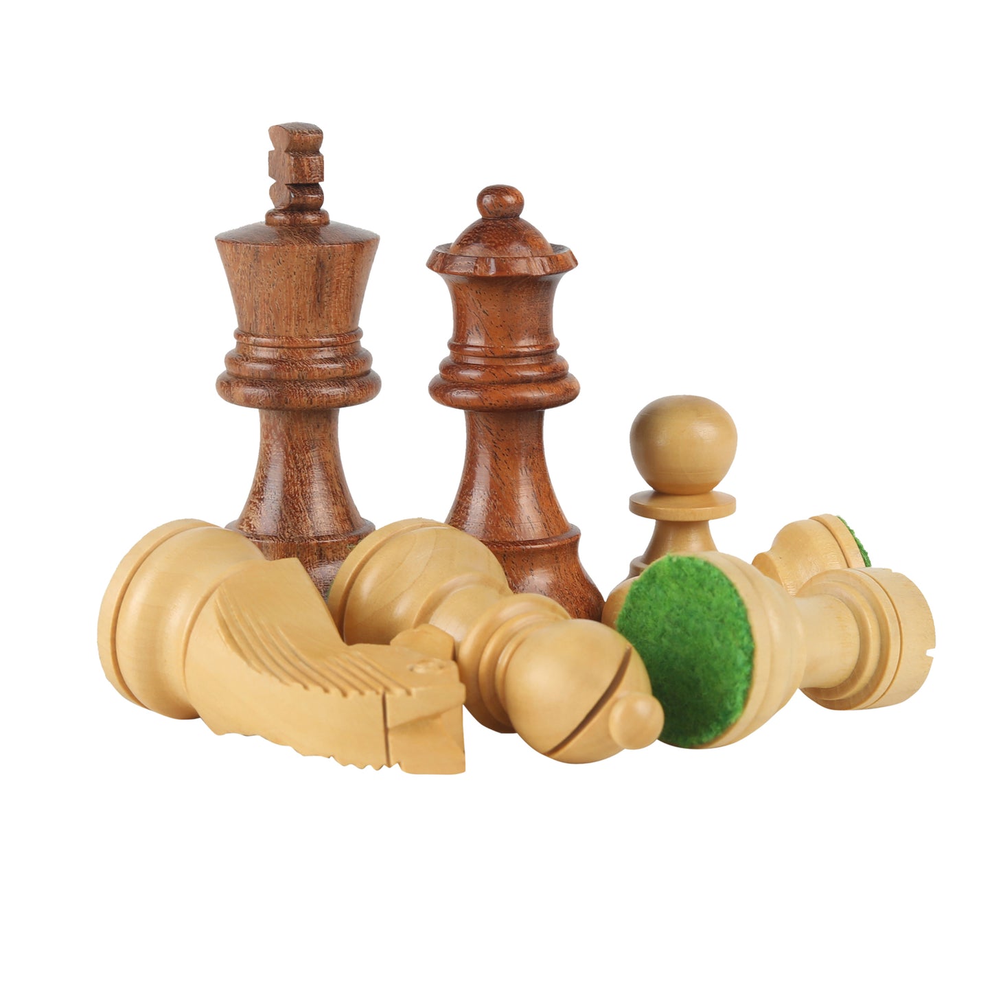 Tournament Series Handmade Wooden Chess Pieces – 3.75” King Size Weighted Set with 2 Extra Queens, German Knight, Rosewood & Boxwood