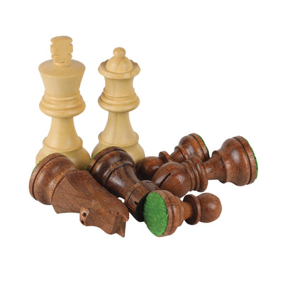 Tournament Series Handmade Wooden Chess Pieces – 3.75” King Size Weighted Set with 2 Extra Queens, German Knight, Rosewood & Boxwood