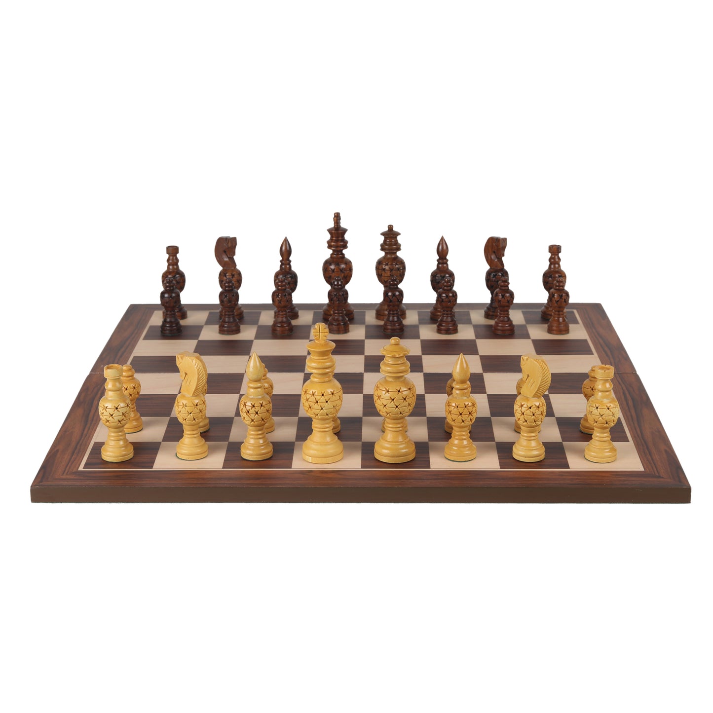 3.5” King Size Handmade Wooden Chess Pieces Set – Sheesham & Boxwood Professional Chessmen with Velvet Pouch
