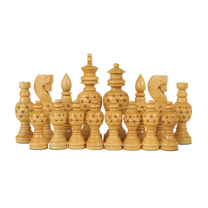 3.5” King Size Handmade Wooden Chess Pieces Set – Sheesham & Boxwood Professional Chessmen with Velvet Pouch