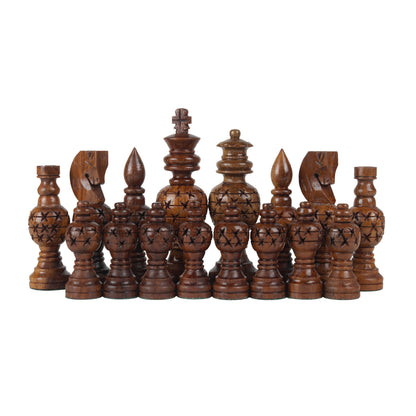 3.5” King Size Handmade Wooden Chess Pieces Set – Sheesham & Boxwood Professional Chessmen with Velvet Pouch