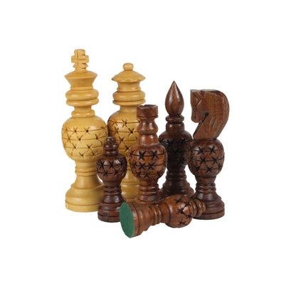 3.5” King Size Handmade Wooden Chess Pieces Set – Sheesham & Boxwood Professional Chessmen with Velvet Pouch