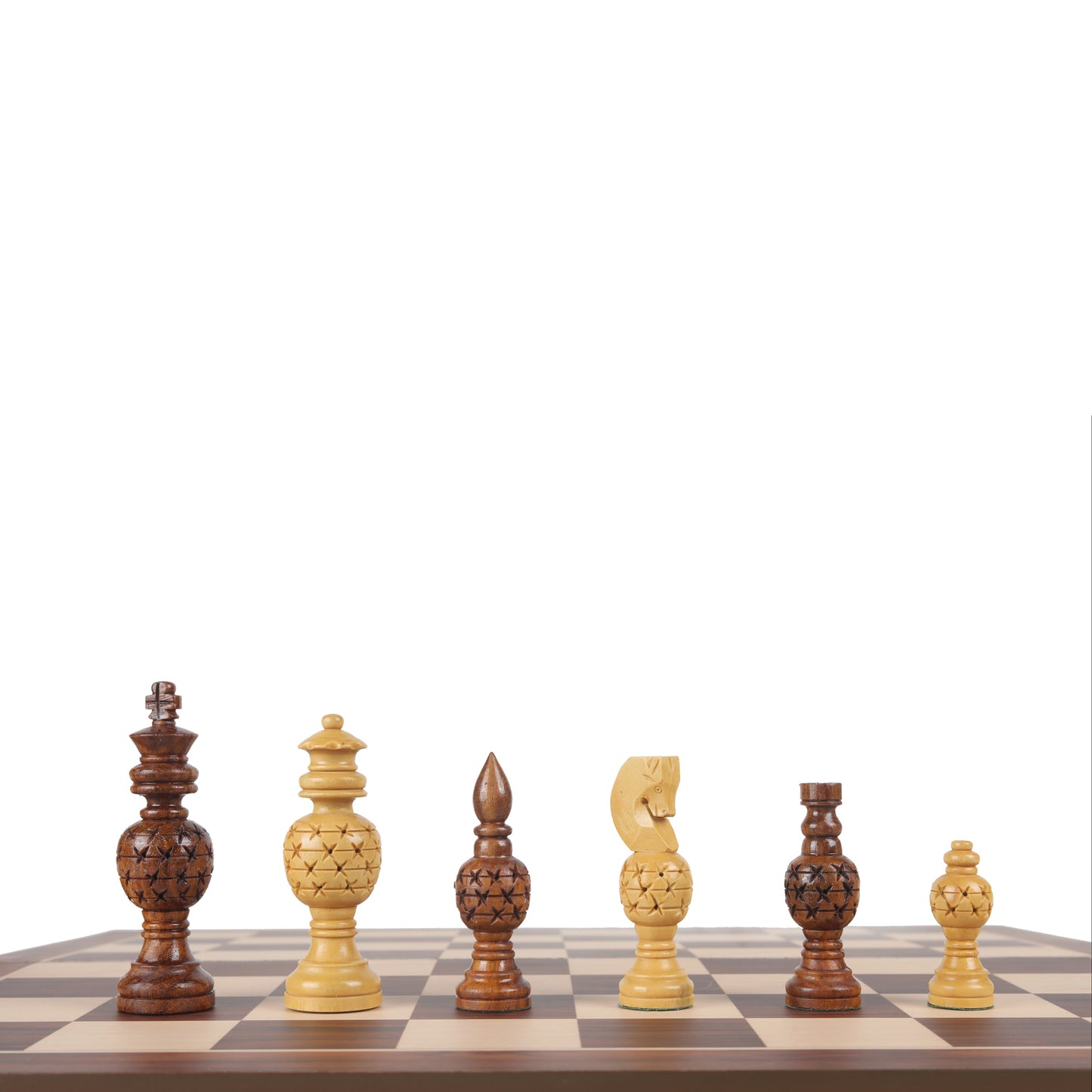 3.5” King Size Handmade Wooden Chess Pieces Set – Sheesham & Boxwood Professional Chessmen with Velvet Pouch