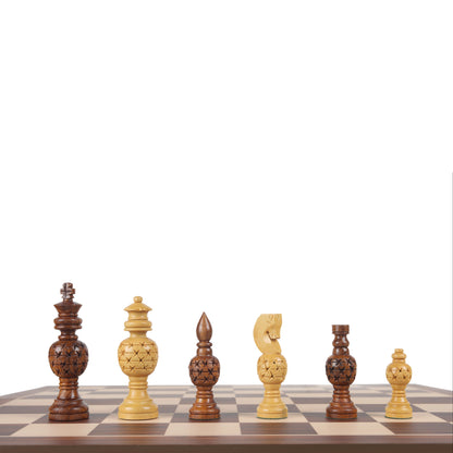 3.5” King Size Handmade Wooden Chess Pieces Set – Sheesham & Boxwood Professional Chessmen with Velvet Pouch