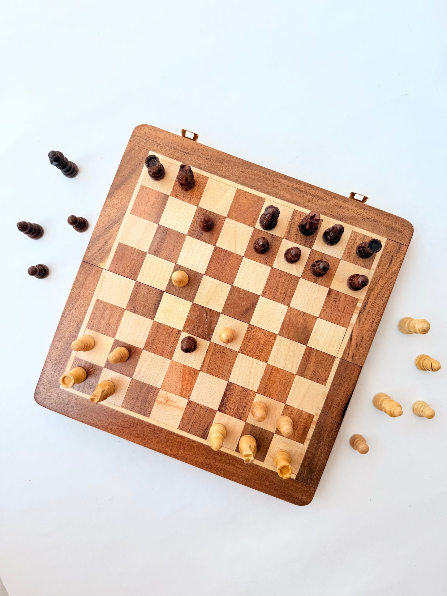7-Inch Foldable Wooden Magnetic Chess Set | Portable Travel Chess Board with Pieces