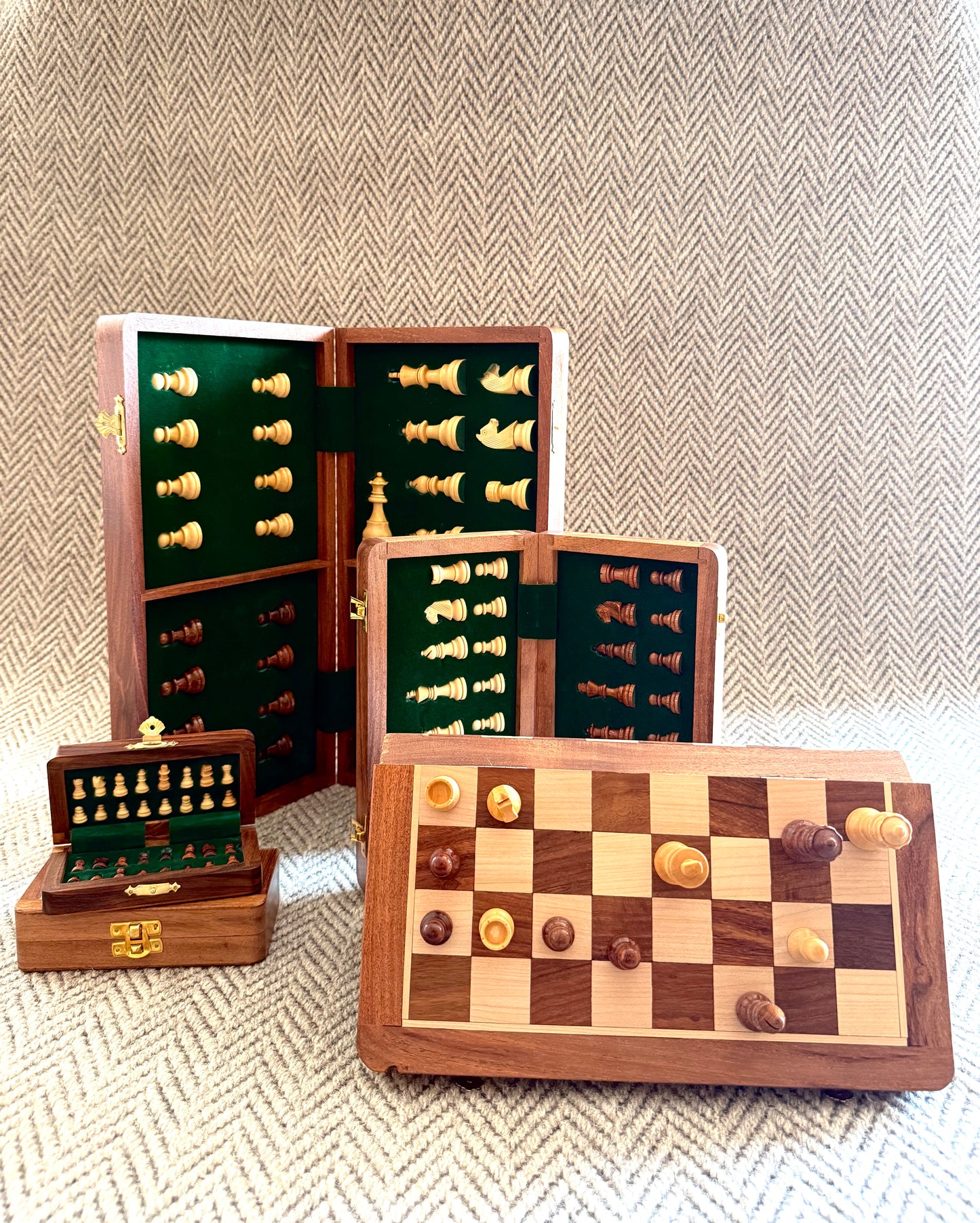7-Inch Foldable Wooden Magnetic Chess Set | Portable Travel Chess Board with Pieces