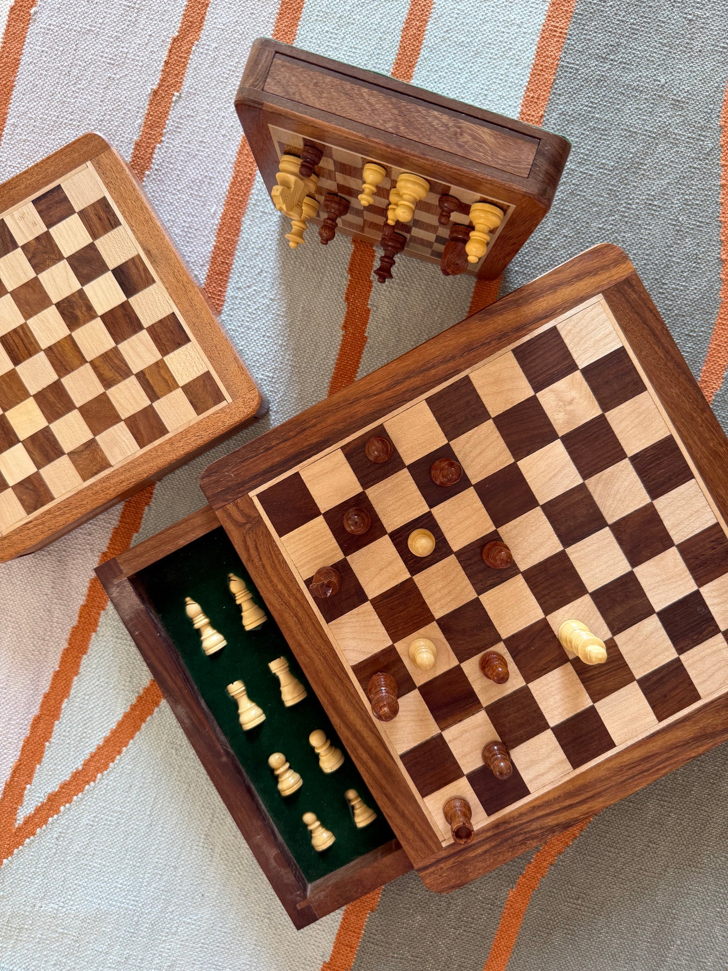 10-Inch Wooden Magnetic Chess Set with Drawer | Travel Wooden Chess Board Set