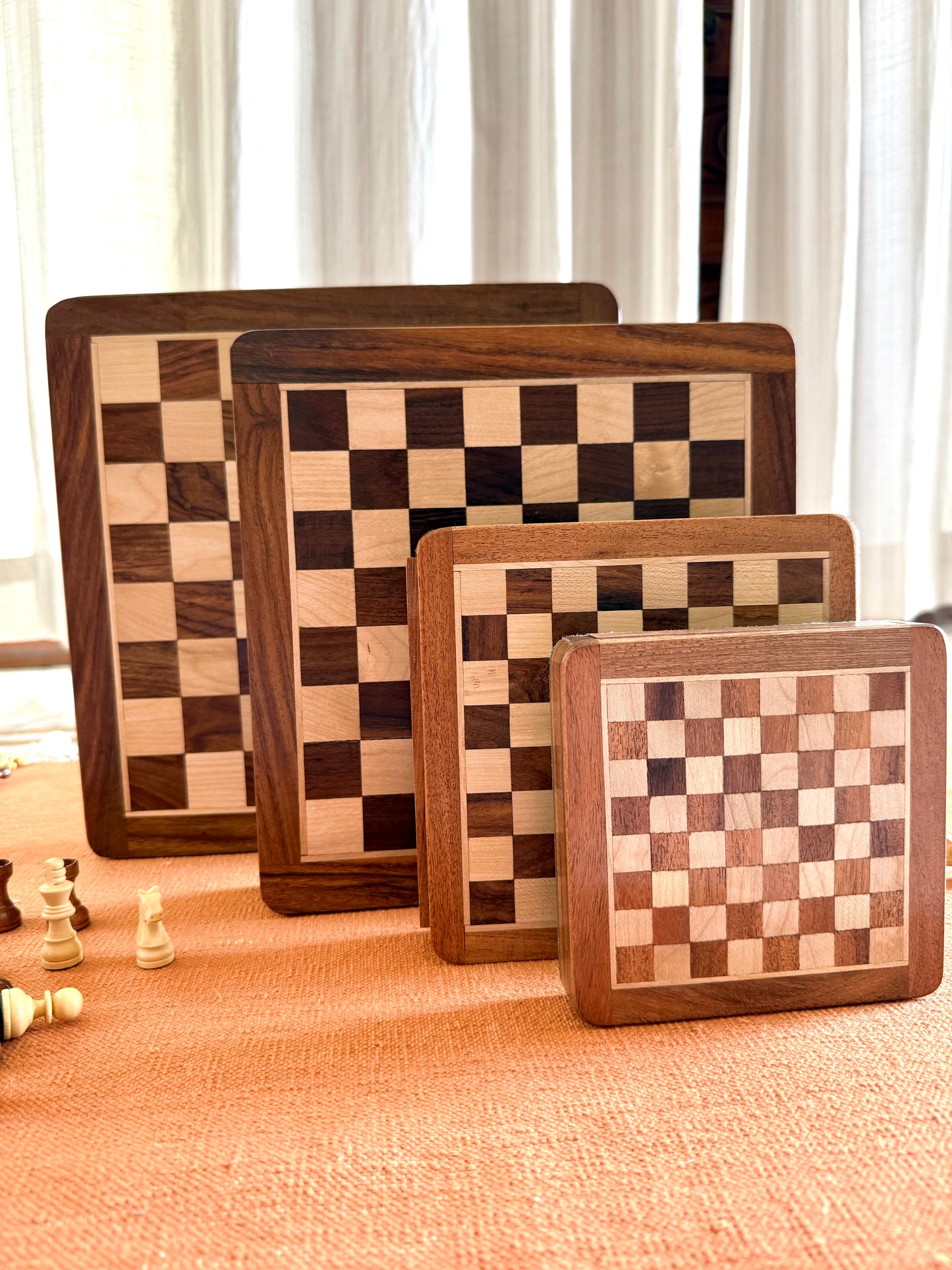 12-Inch Wooden Magnetic Chess Set with Drawer | Travel Wooden Chess Board Set