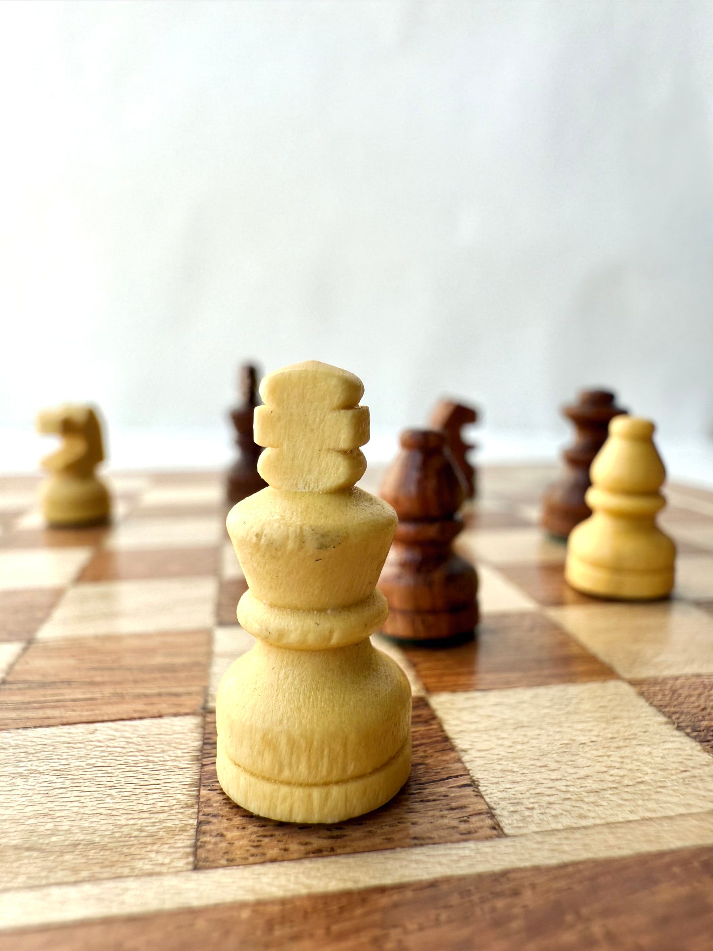 Mini 5 Inch Wooden Magnetic Chess Set with Storage Drawer – Travel Chess Board