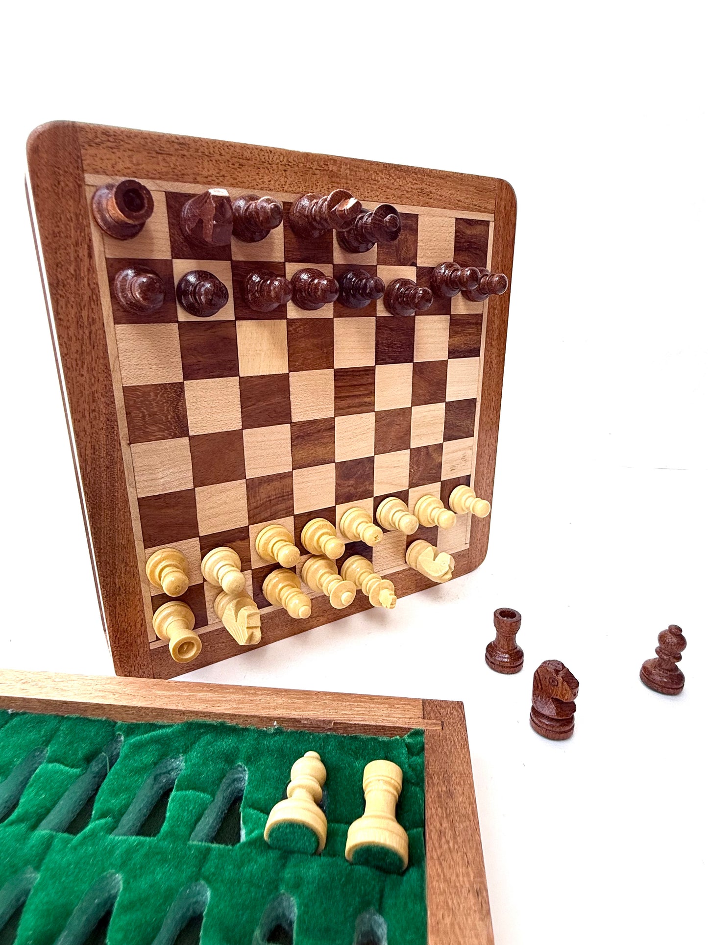 16-Inch Foldable Wooden Magnetic Chess Set | Portable Travel Chess Board with Pieces