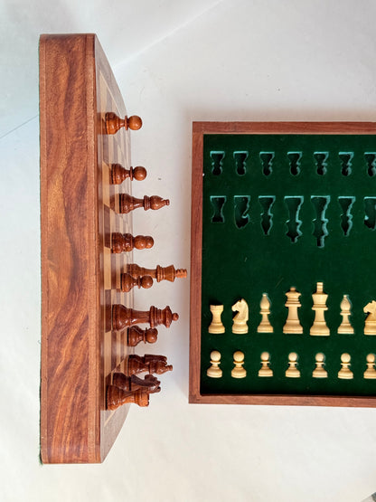 16-Inch Foldable Wooden Magnetic Chess Set | Portable Travel Chess Board with Pieces