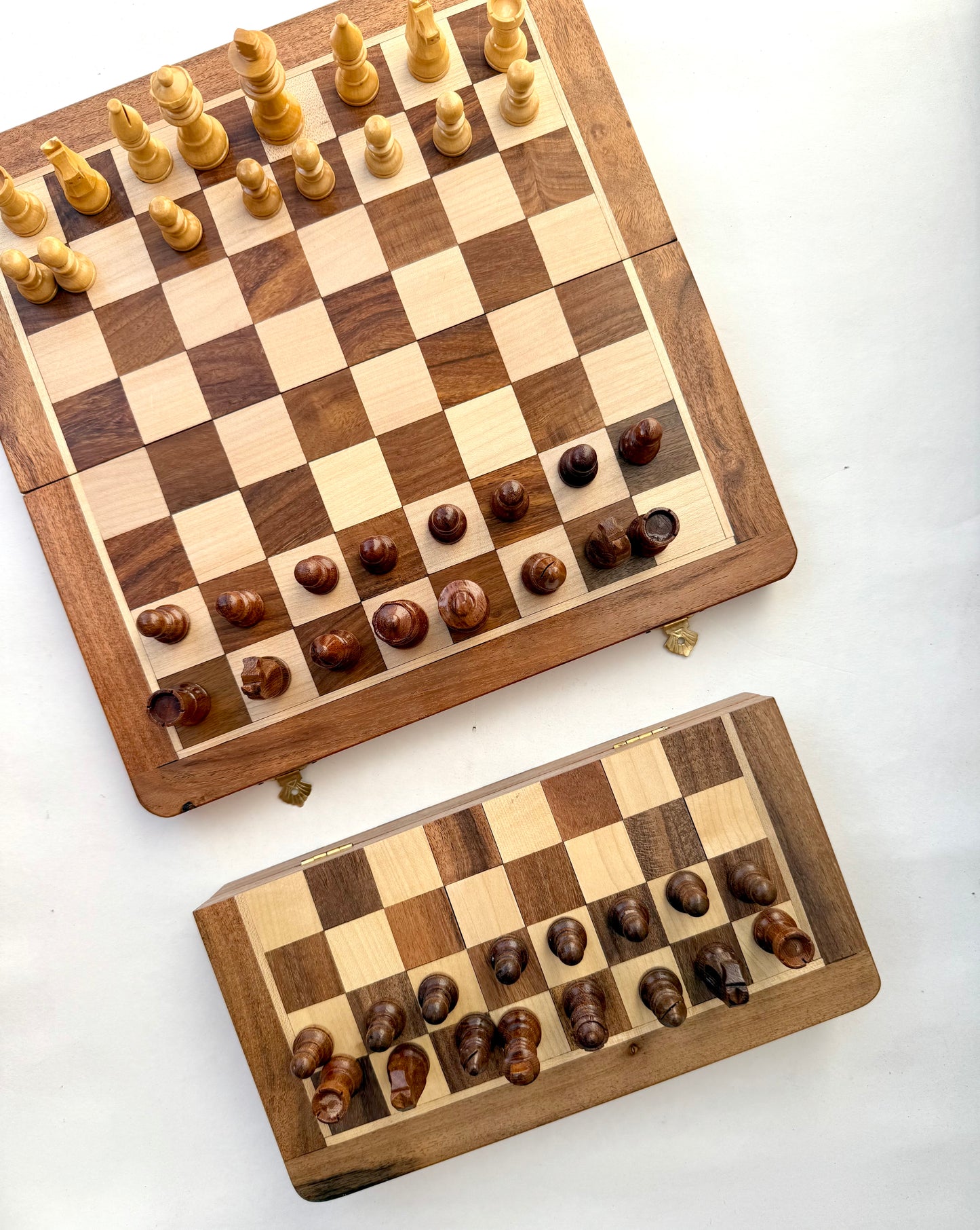 14-Inch Foldable Wooden Magnetic Chess Set | Portable Travel Chess Board with Pieces