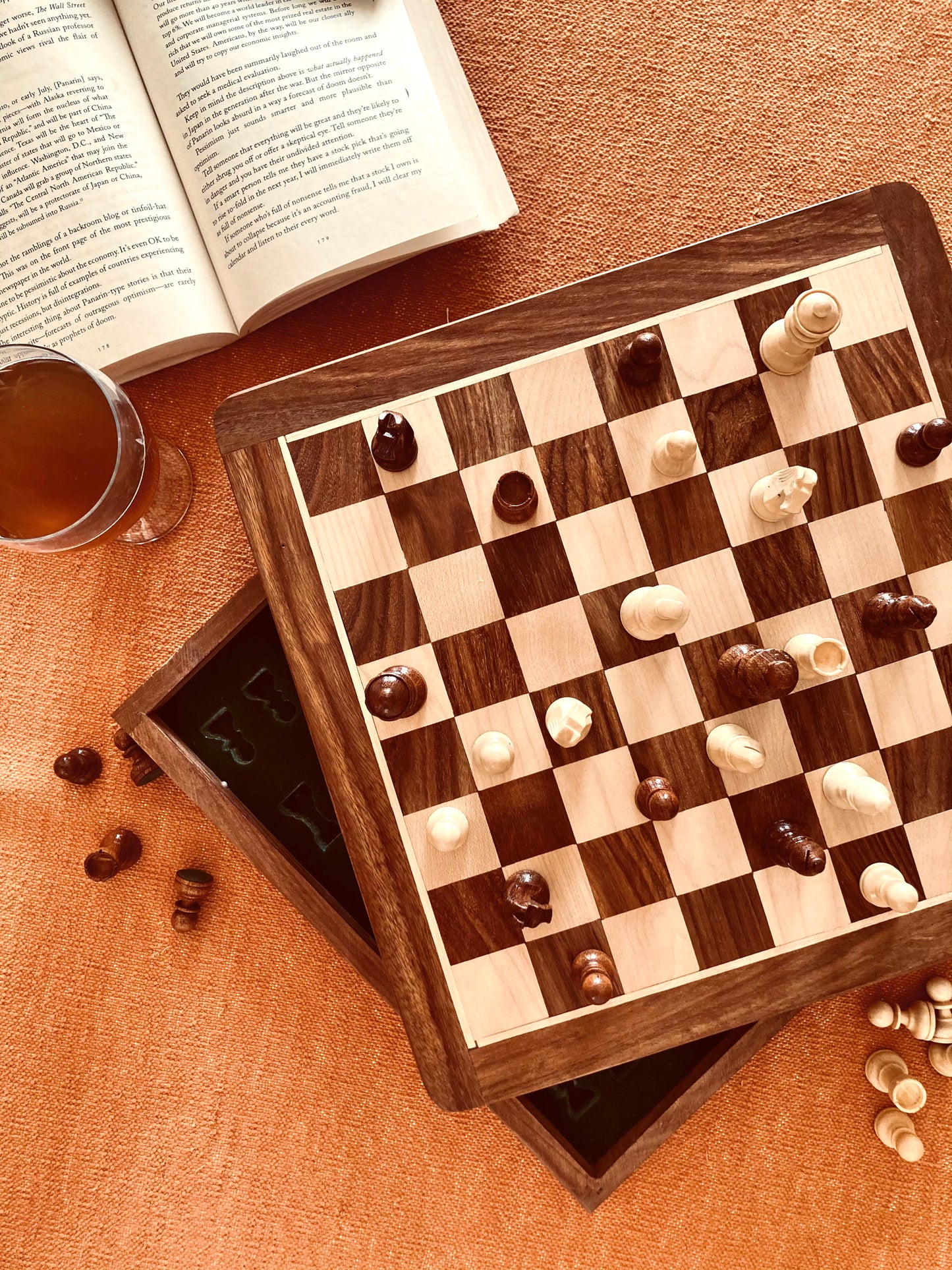 16-Inch Foldable Wooden Magnetic Chess Set | Portable Travel Chess Board with Pieces