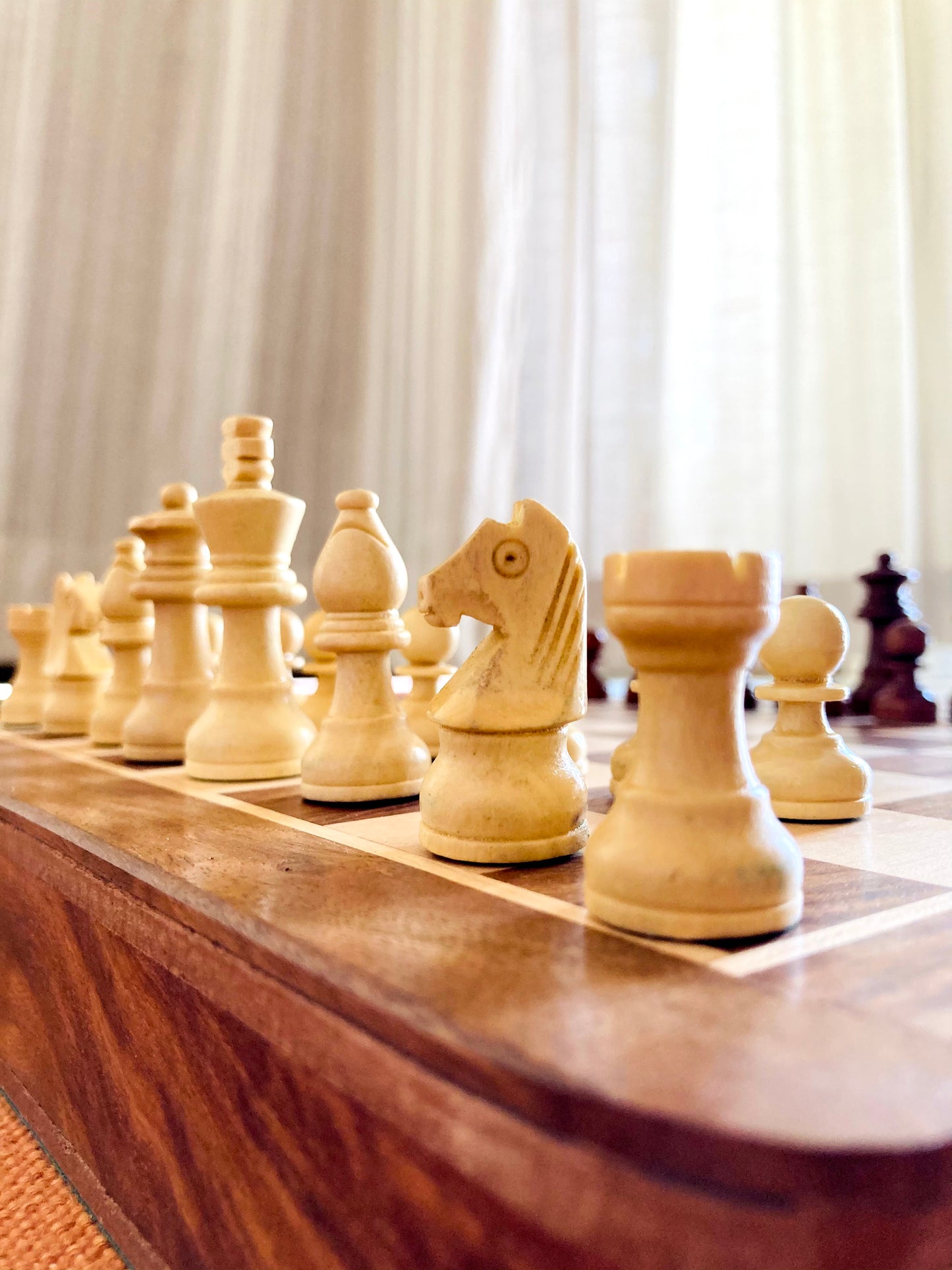 10-Inch Wooden Magnetic Chess Set with Drawer | Travel Wooden Chess Board Set