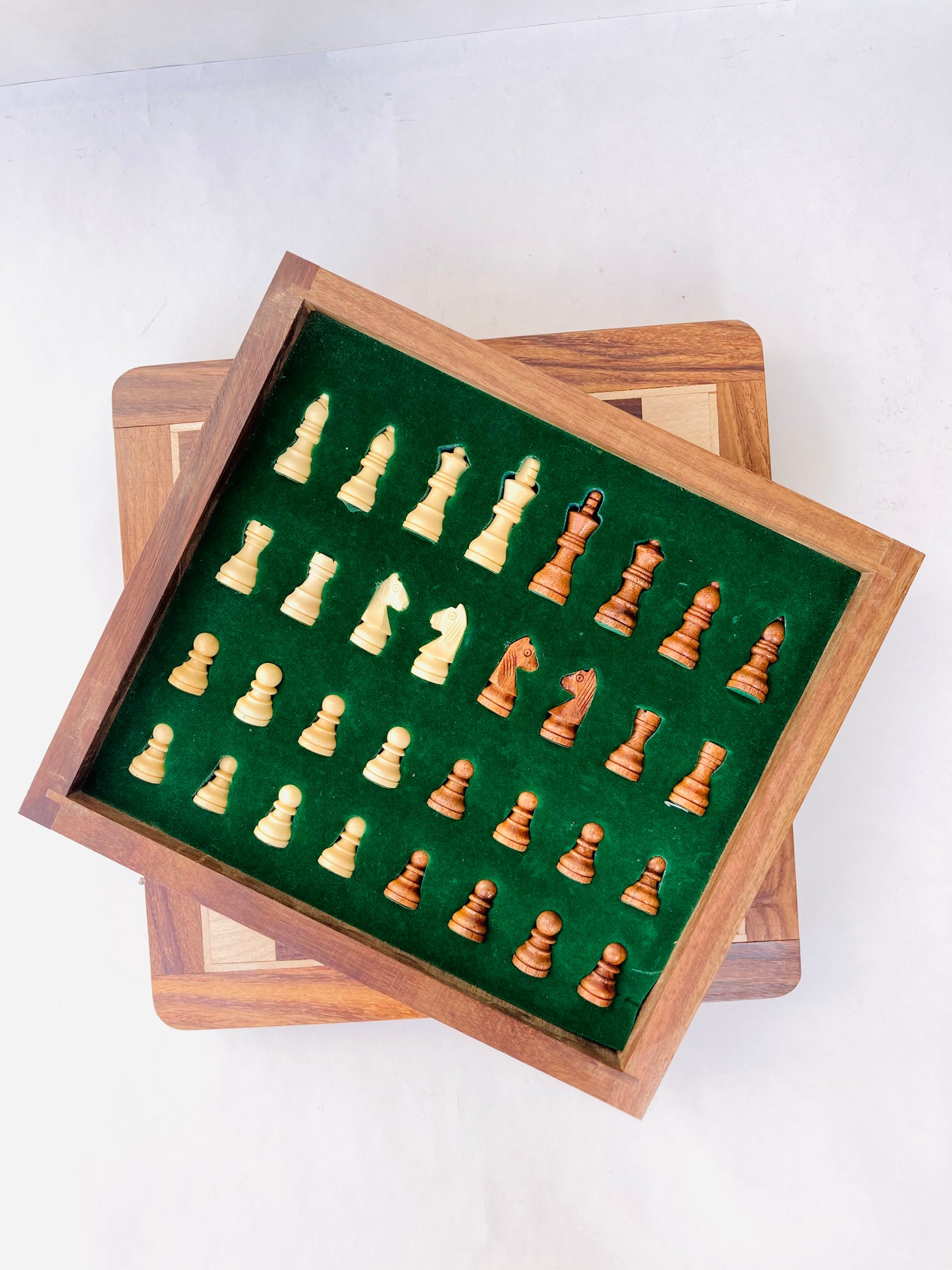 7-Inch Wooden Magnetic Chess Set with Drawer | Travel Wooden Chess Board Set