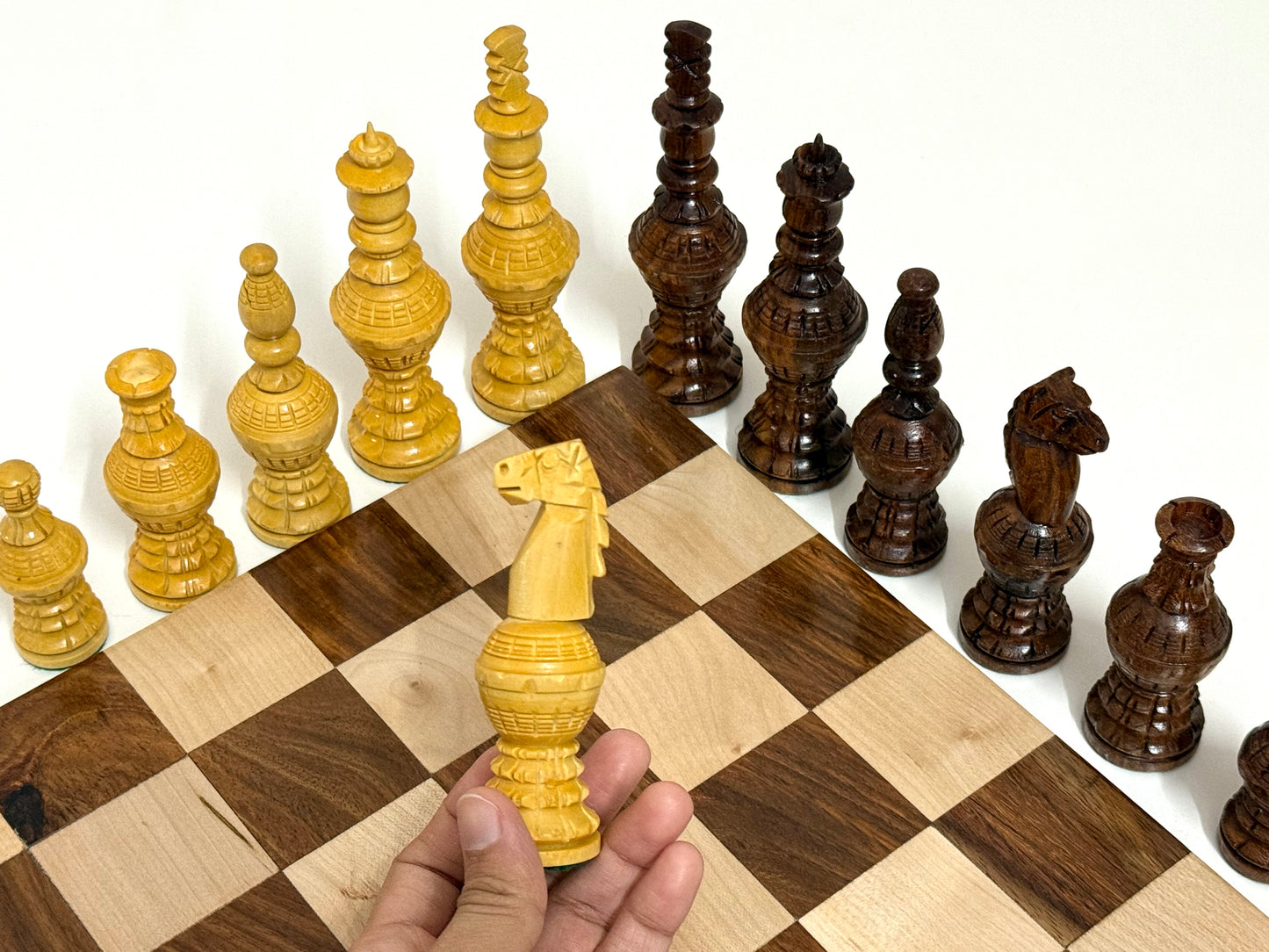 5″ Gigantic Globe Series Hand-Carved Chess Pieces Set – Ebonised Boxwood Luxury Chessmen (Pieces Only)