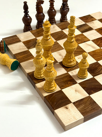 5″ Gigantic Globe Series Hand-Carved Chess Pieces Set – Ebonised Boxwood Luxury Chessmen (Pieces Only)