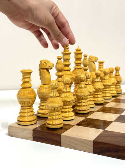 5″ Gigantic Globe Series Hand-Carved Chess Pieces Set – Ebonised Boxwood Luxury Chessmen (Pieces Only)