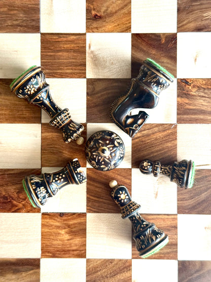 Borderless Hardwood End-Grain Chess Board – Golden Rosewood & Maple, 55 mm Squares