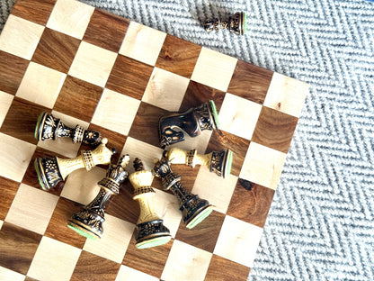 Borderless Hardwood End-Grain Chess Board – Golden Rosewood & Maple, 55 mm Squares