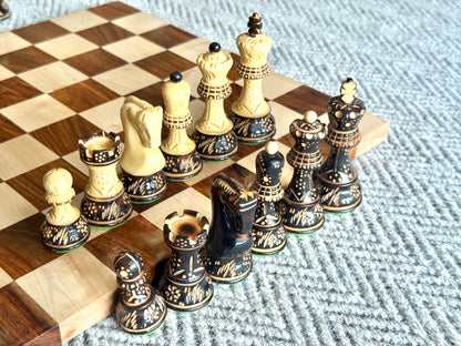 Borderless Hardwood End-Grain Chess Board – Golden Rosewood & Maple, 55 mm Squares