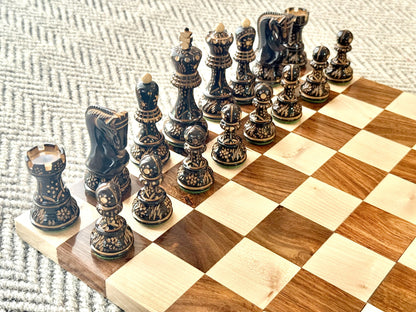 Borderless Hardwood End-Grain Chess Board – Golden Rosewood & Maple, 55 mm Squares