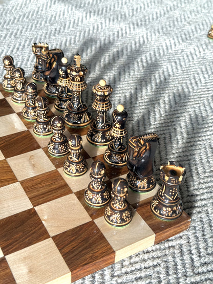 Borderless Hardwood End-Grain Chess Board – Golden Rosewood & Maple, 55 mm Squares