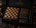 Luxury Personalized Chess Gift Set – Premium Wooden Chess Board with Journal, Pen & Card Holder | Elegant Gift for Chess Lovers