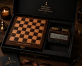 Luxury Wooden Chess Gift Set – Premium Chess Board Game Set with Digital Chess Clock, Notebook & Pen | Elegant Gift for Chess Lovers